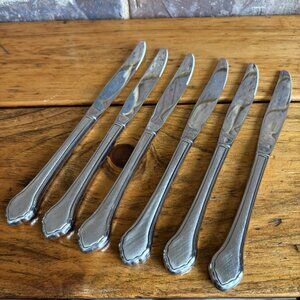 Oneida Wm A. Rogers SUMMER MIST AUTUMN GLOW Stainless Dinner Knives Lot Of 6